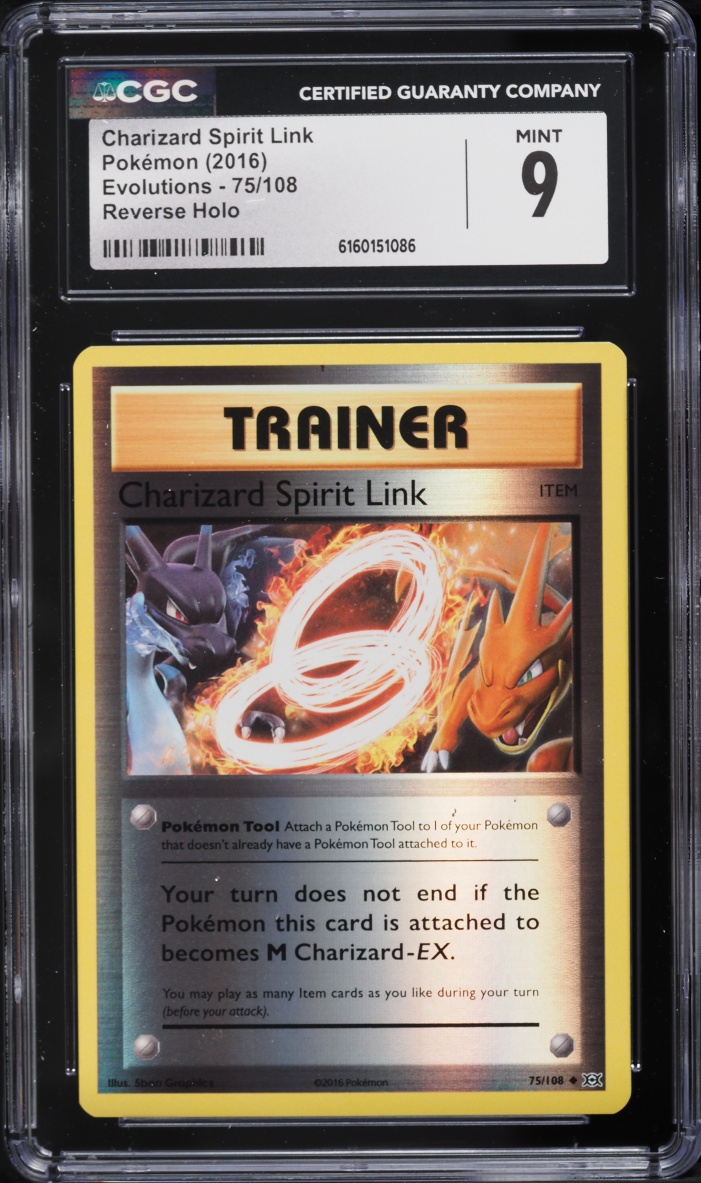 2016 Pokemon XY Evolutions Reverse Holo Charizard Spirit Link #75 CGC 9 MINT