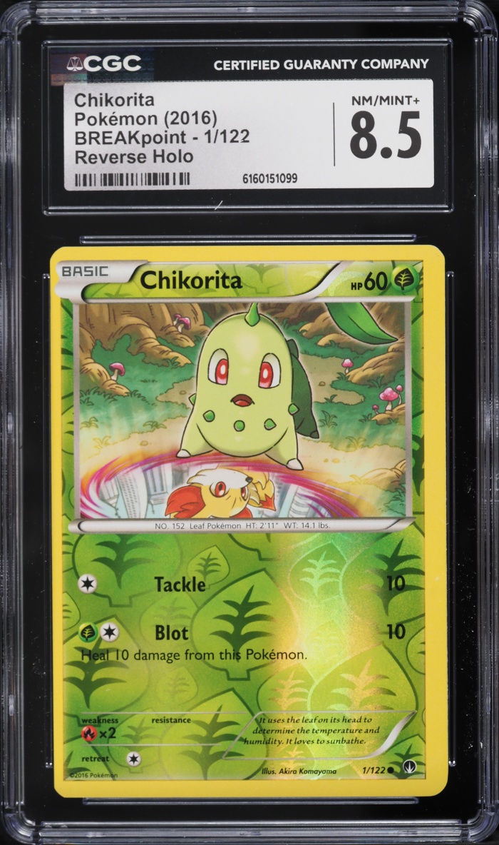 2016 Pokemon XY BREAKpoint Reverse Holo Chikorita #1 CGC 8.5 NM-MT+