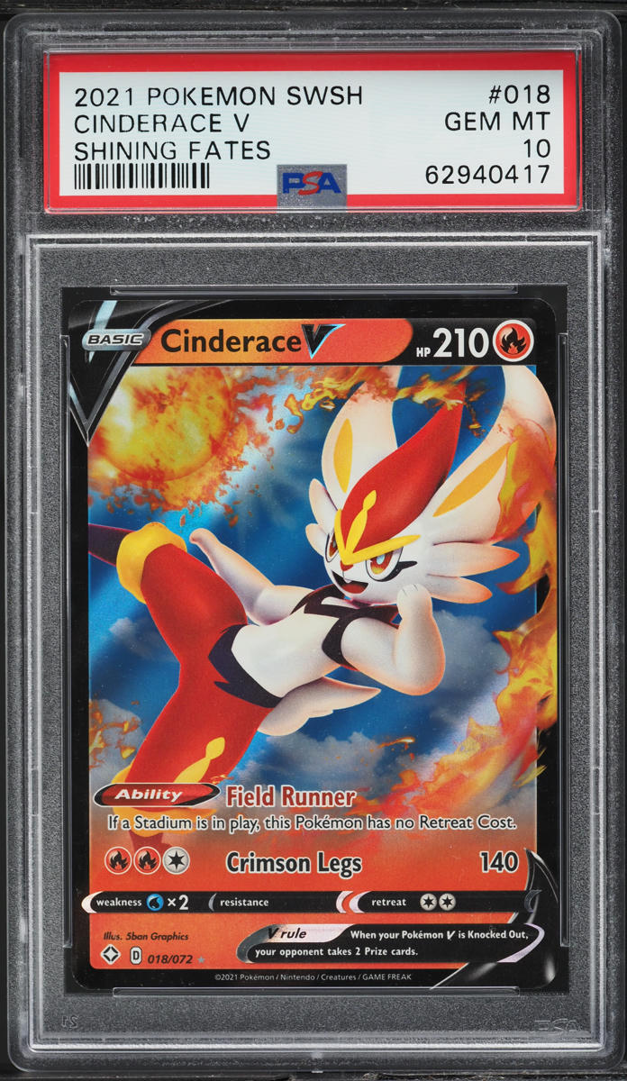 2021 Pokemon Sword & Shield Shining Fates Cinderace V #18 PSA 10 GEM MINT