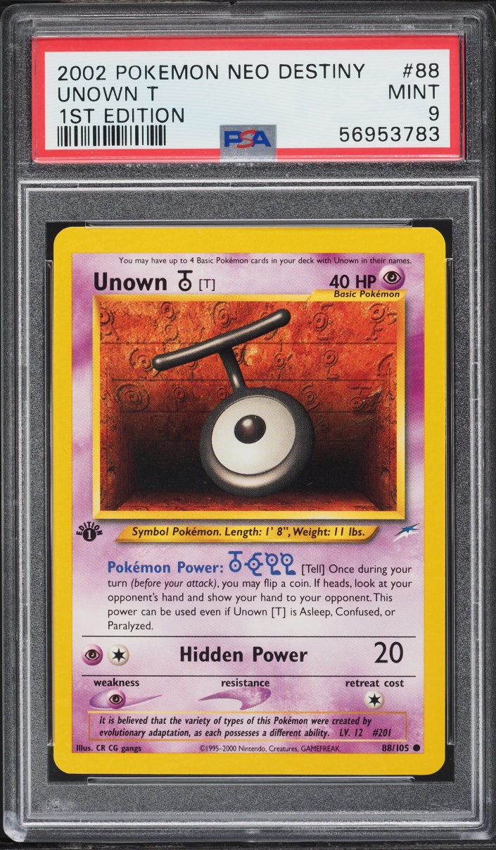 2002 Pokemon Neo Destiny 1st Edition Unown T #88 PSA 9 MINT