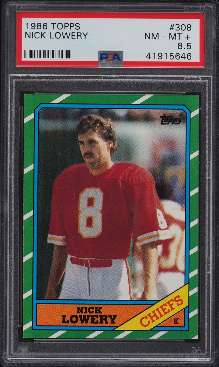 1986 Topps Football Nick Lowery #308 PSA 8.5 NM-MT+