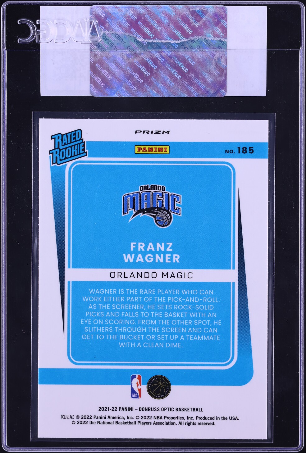2021 Donruss Optic Holo Franz Wagner ROOKIE #185 CGC AUTH