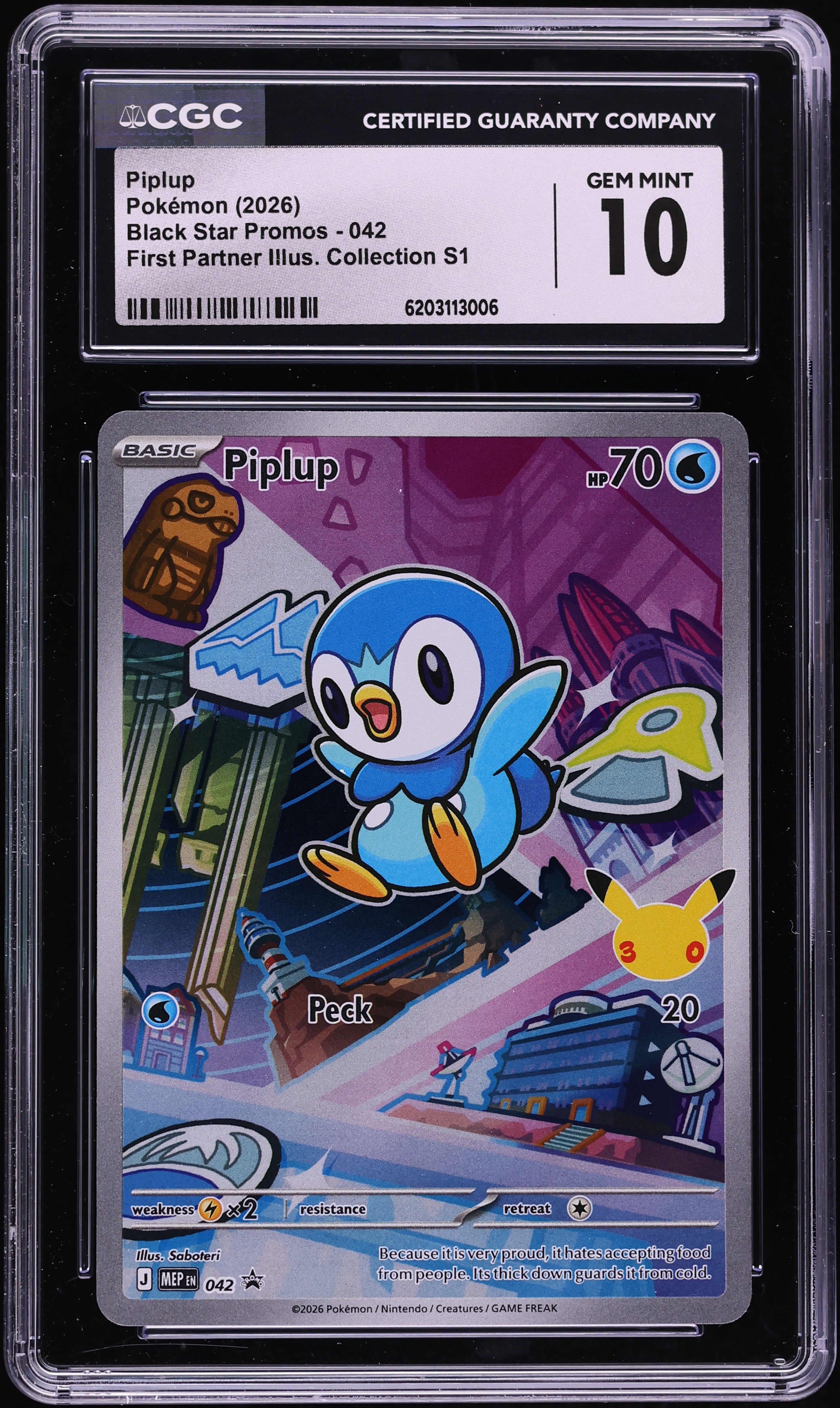 2026 Pokemon Mega Promo First Partner Illustration S1 Full Art Piplup #42 CGC 10 GEM MINT