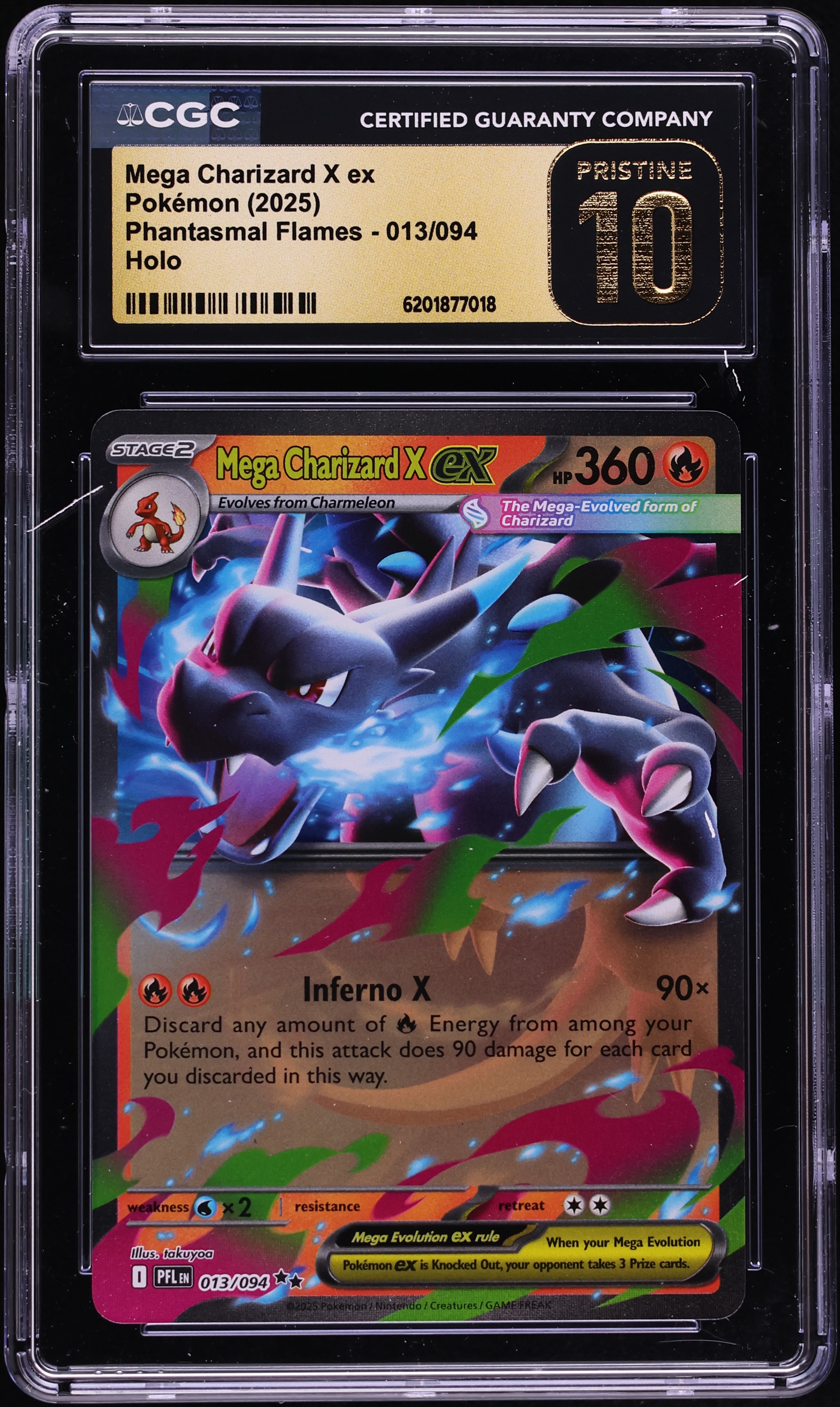 2025 Pokemon Mega Evolution Phantasmal Flames Holo Mega Charizard X Ex #13 CGC 10 PRISTINE