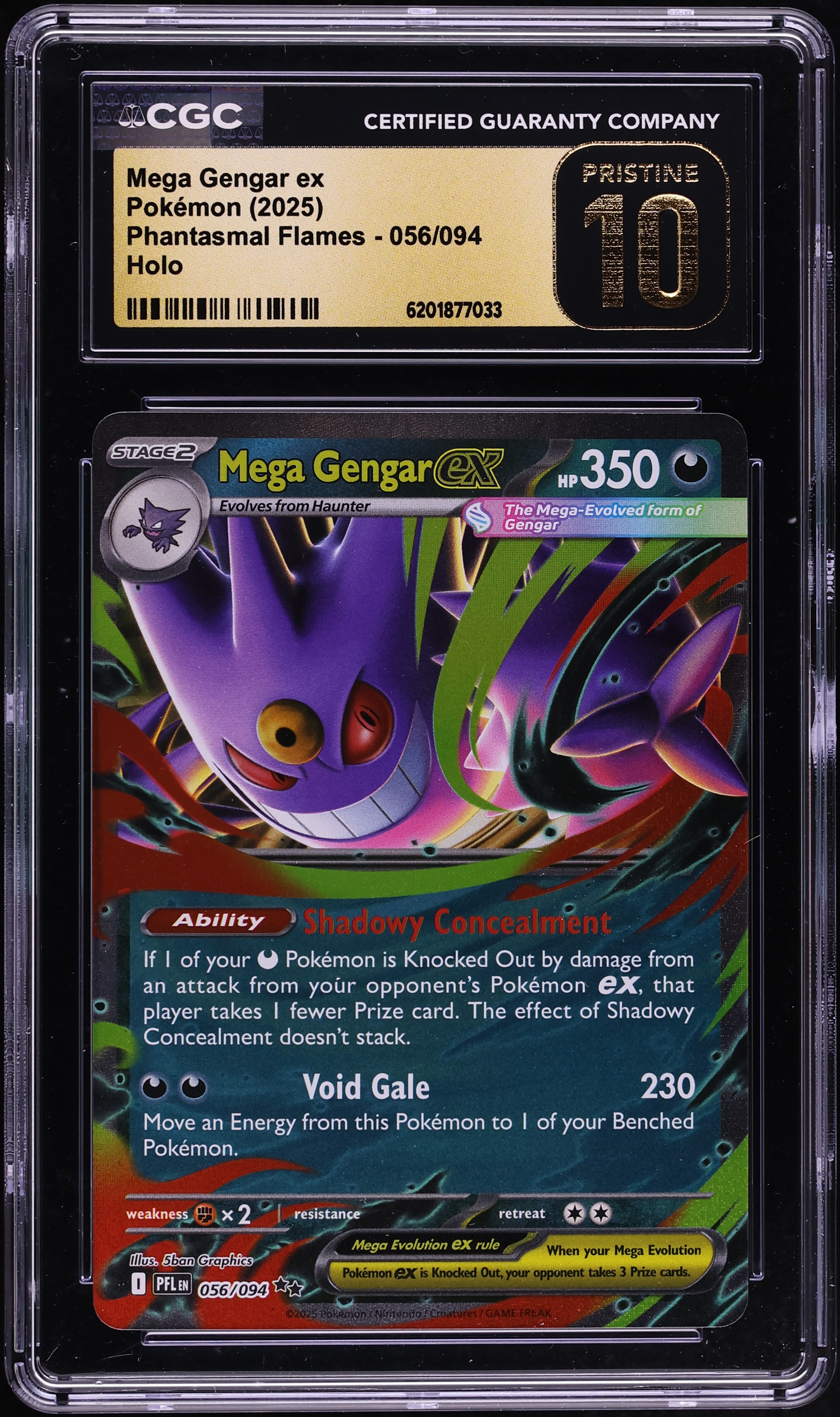 2025 Pokemon Mega Evolution Phantasmal Flames Holo Mega Gengar EX #56 CGC 10 PRISTINE