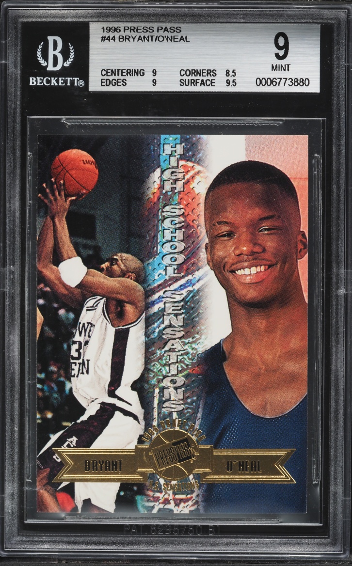 1996 Press Pass Basketball Kobe Bryant Jermaine O'Neal ROOKIE #44 BGS 9 MINT