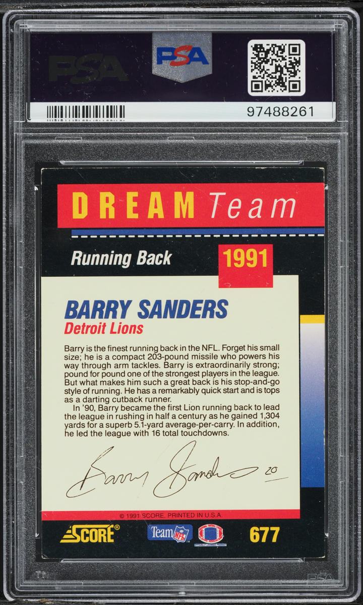 1991 Score Football Barry Sanders #677 PSA 5 EX