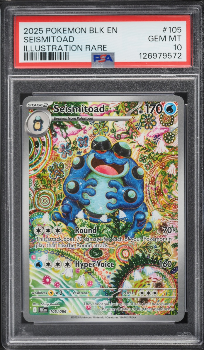 2025 Pokemon Scarlet & Violet Black Bolt IR Seismitoad #105 PSA 10 GEM MINT