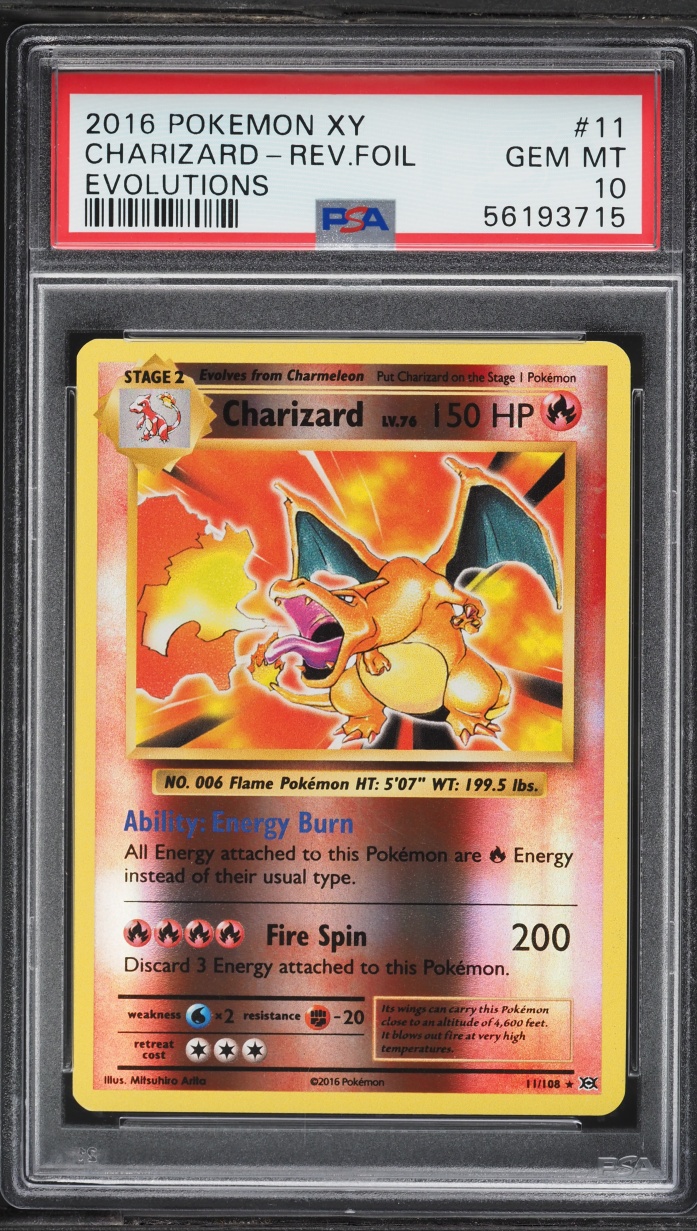 2016 Pokemon XY Evolutions Reverse Holo Charizard #11 PSA 10 GEM MINT