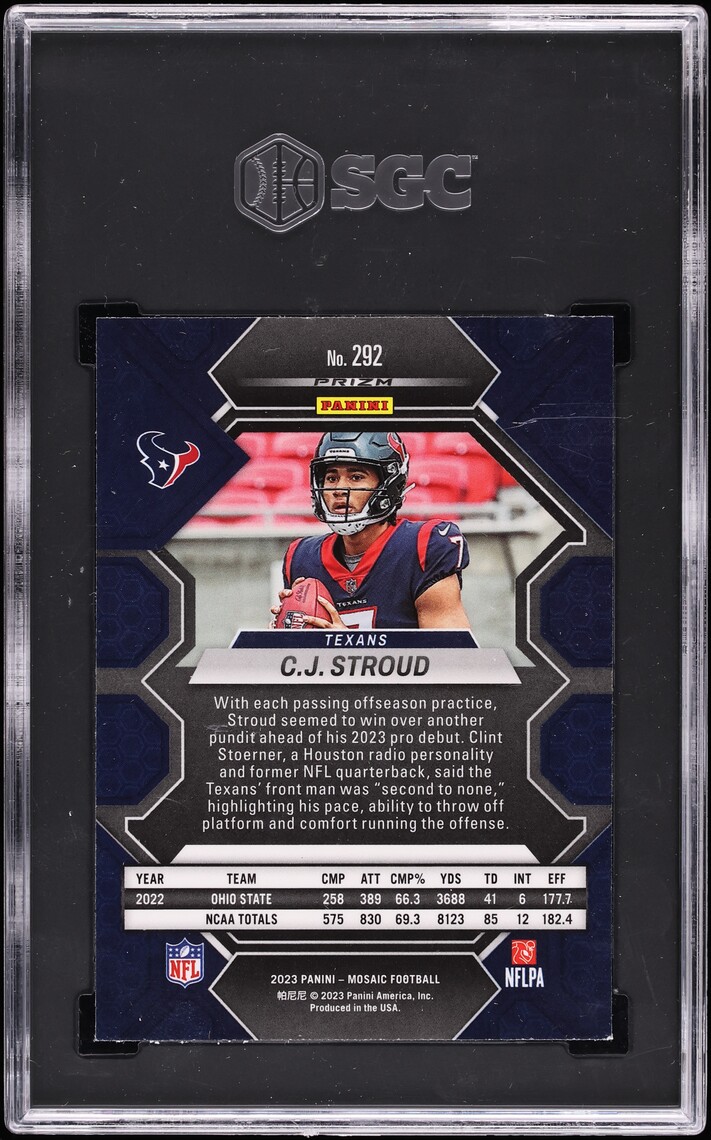 2023 Panini Mosaic CJ Stroud ROOKIE #292 SGC 8 NM-MT