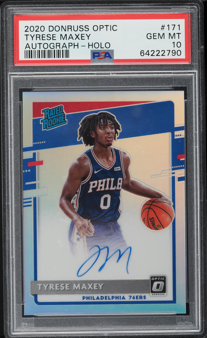 2020 Donruss Optic Holo Tyrese Maxey ROOKIE AUTO #171 PSA 10 GEM MINT