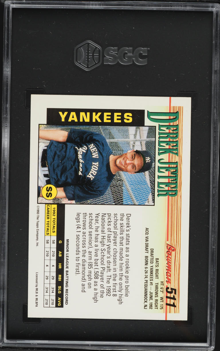 1993 Bowman Derek Jeter ROOKIE #511 SGC 7 NRMT