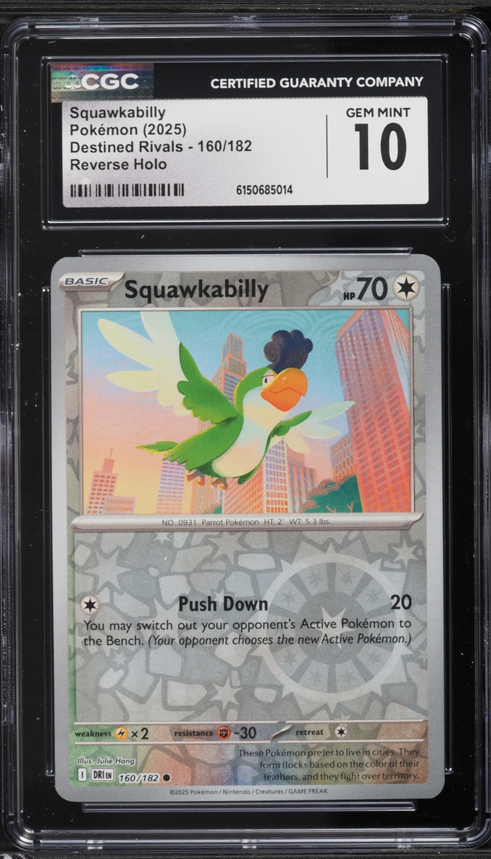 2025 Pokemon Scarlet & Violet Destined Rivals Reverse Holo Squawkabilly #160 CGC 10 GEM MINT