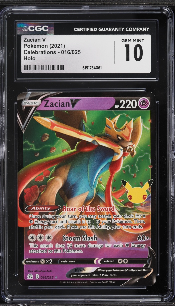 2021 Pokemon Sword & Shield Celebrations Zacian V #16 CGC 10 GEM MINT