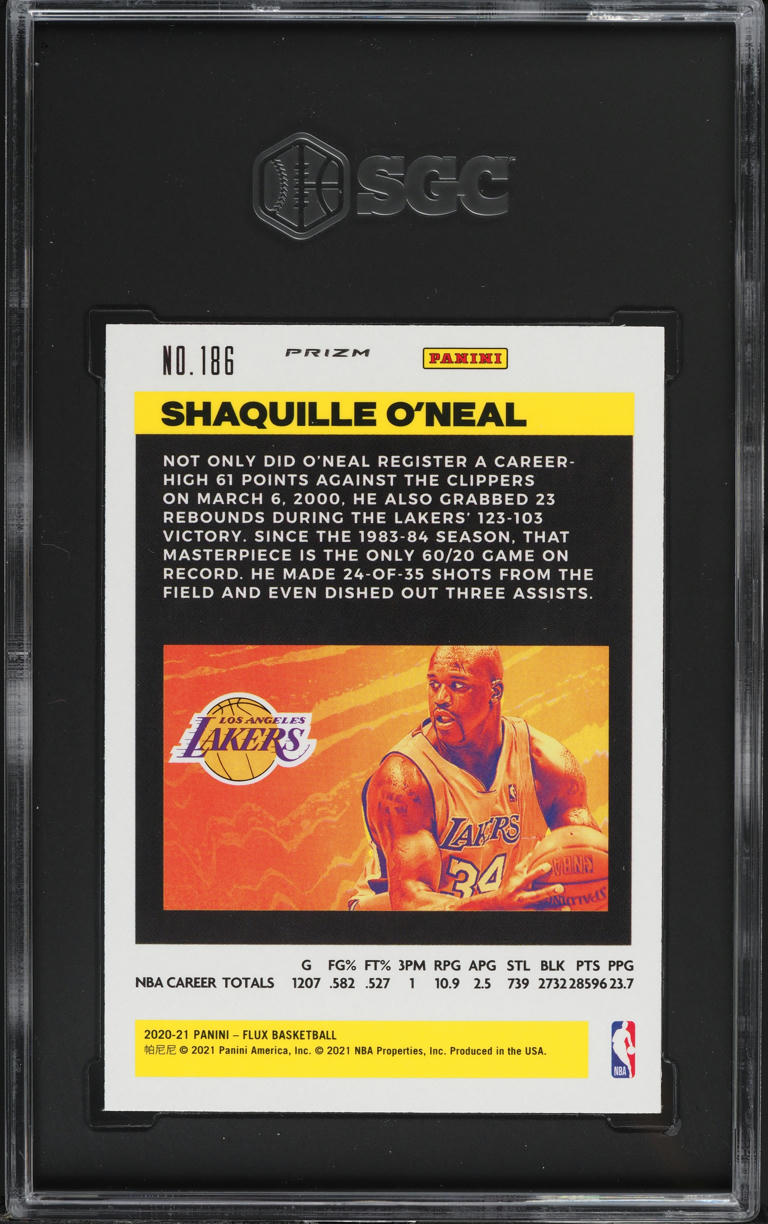 2020 Panini Flux Pulsar Prizm Shaquille O'Neal #186 SGC 9.5 MINT+