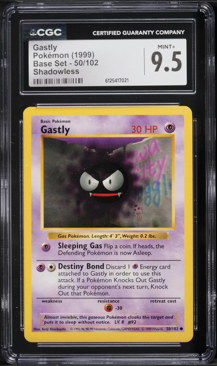 1999 Pokemon Base Set Shadowless Gastly #50 CGC 9.5 MINT+