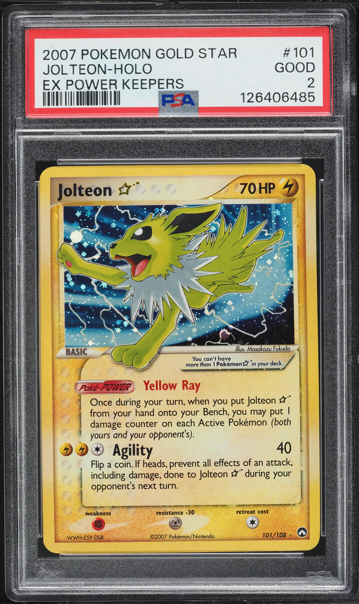 2007 Pokemon EX Power Keepers Holo Jolteon Gold Star #101 PSA 2 GD