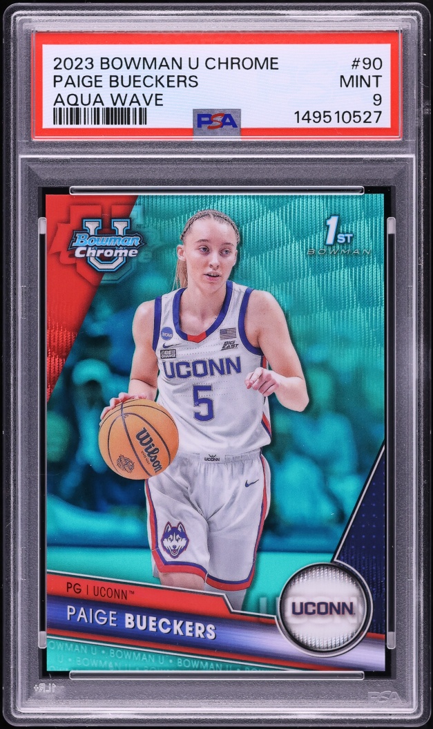 2023 Bowman Chrome University Aqua Wave Paige Bueckers ROOKIE /299 #90 PSA 9 MINT