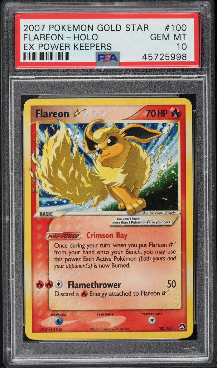 2007 Pokemon Gold Star EX Power Keepers Holo Flareon #100 PSA 10 GEM MINT