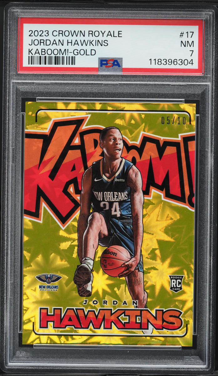 2023 Crown Royale Kaboom! Gold Jordan Hawkins ROOKIE /10 #17 PSA 7 NRMT