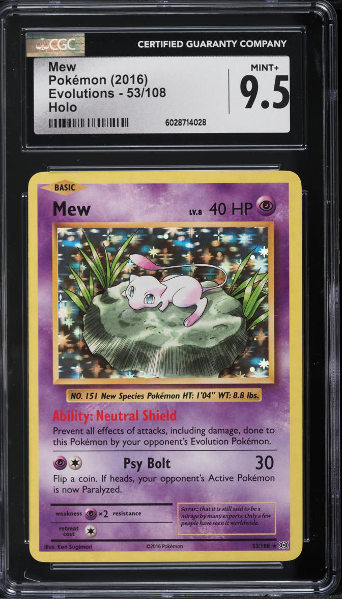 2016 Pokemon XY Evolutions Holo Mew #53 CGC 9.5 MINT+