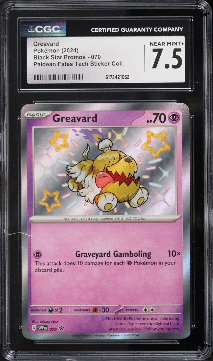 2024 Pokemon Scarlet & Violet Promo Paldean Fates Tech Sticker Shiny Greavard #70 CGC 7.5 NRMT+