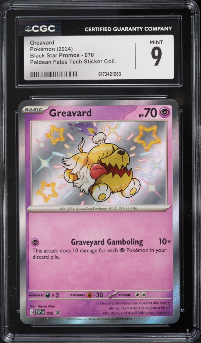 2024 Pokemon Scarlet & Violet Promo Paldean Fates Tech Sticker Shiny Greavard #070 CGC 9 MINT