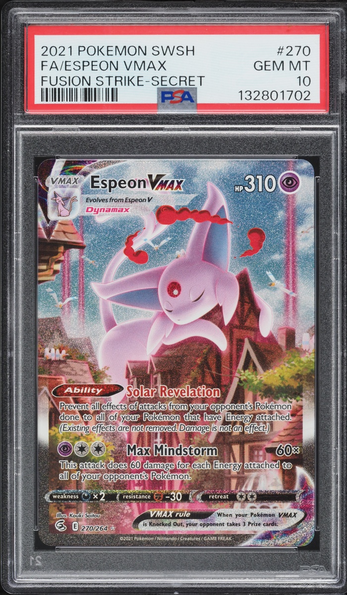 2021 Pokemon Sword & Shield Fusion Strike Alt Art Espeon VMAX #270 PSA 10 GEM MINT