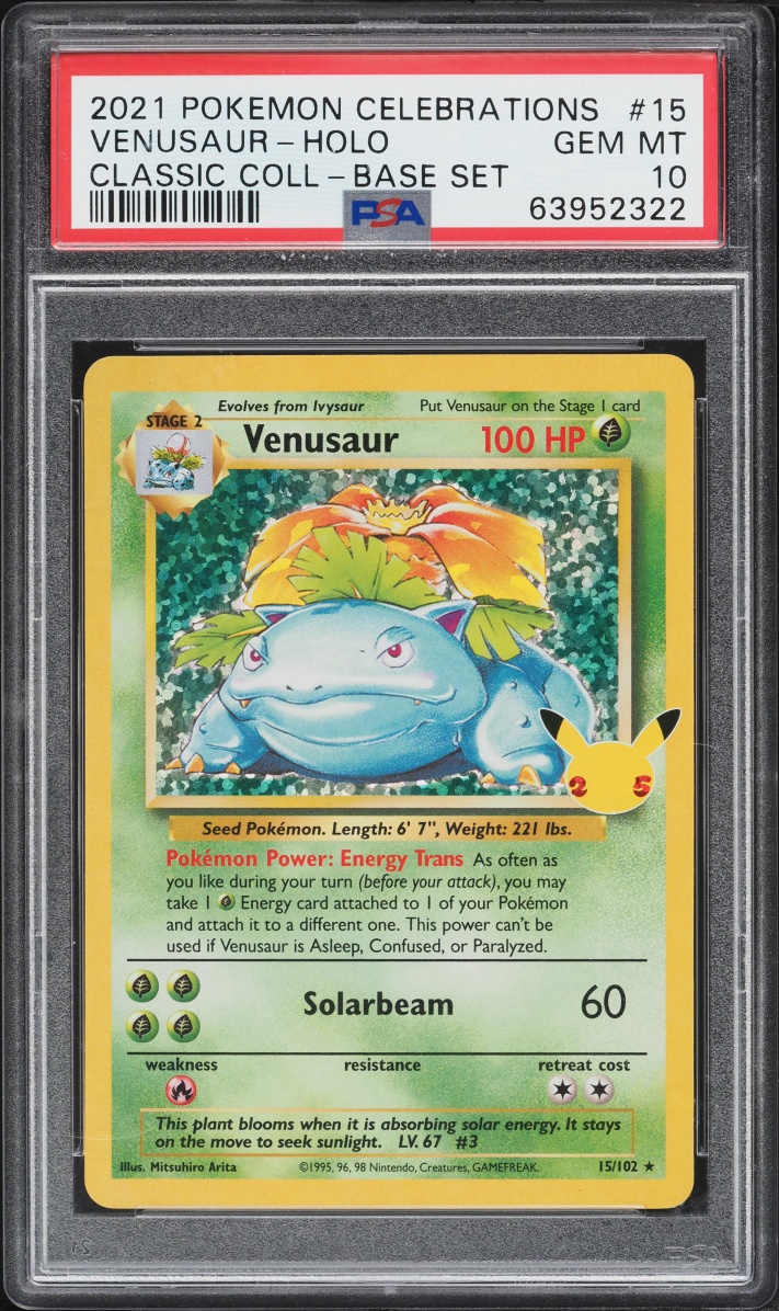 2021 Pokemon Sword & Shield Celebrations Classic Collection Holo Venusaur #15 PSA 10 GEM MINT