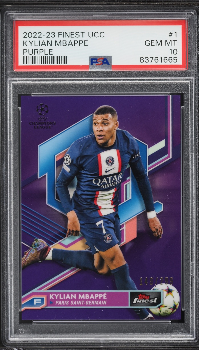 2022 Finest UEFA Club Competitions Purple Refractor Kylian Mbappe /299 #1 PSA 10 GEM MINT
