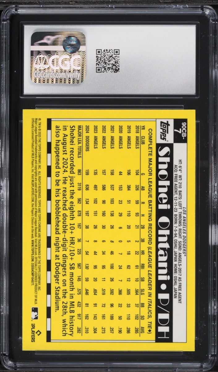 2025 Topps Chrome '90 Shohei Ohtani #90CB-7 CGC 8 NM-MT