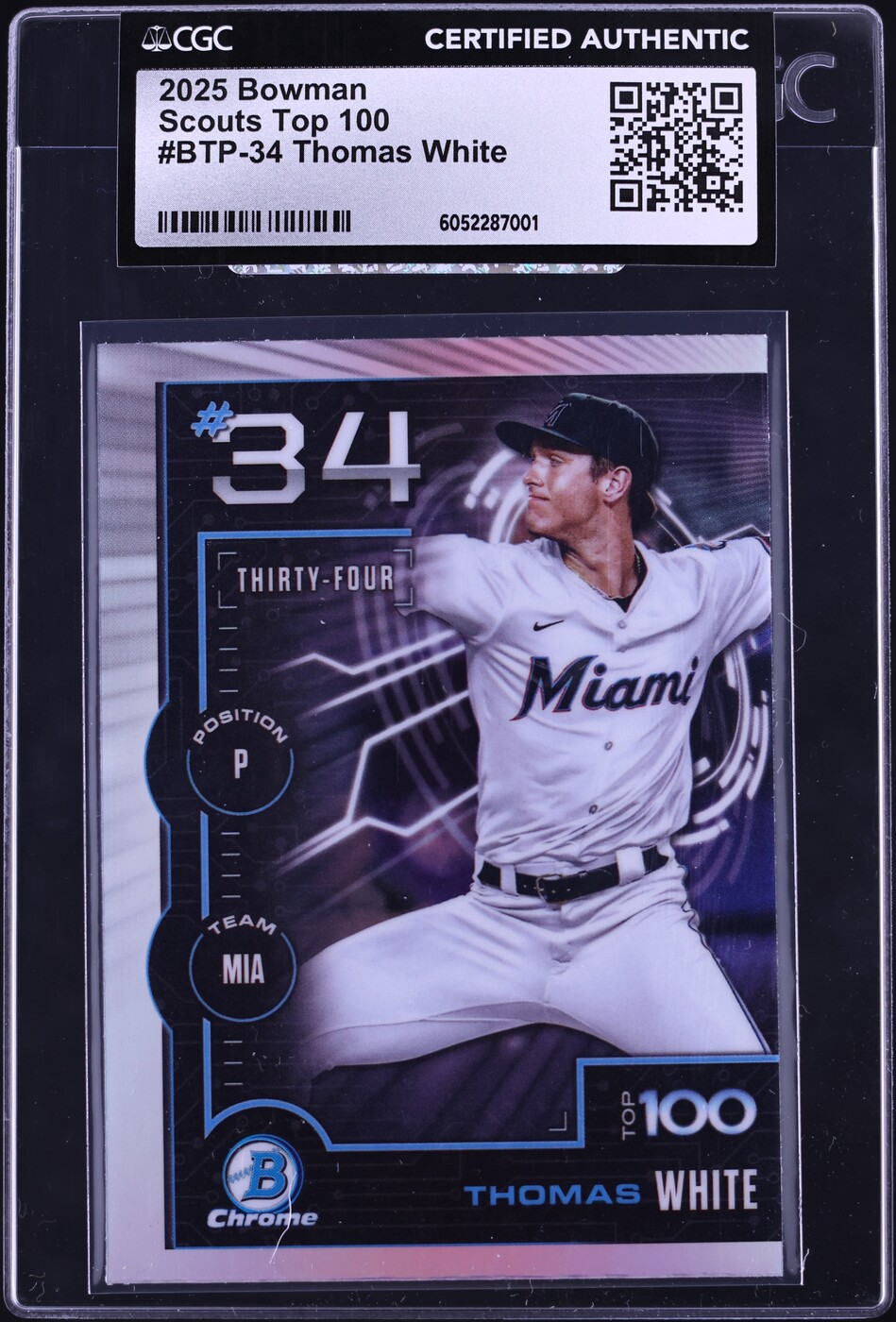 2025 Bowman Chrome Scouts Top 100 Thomas White PROSPECT #BTP-34 CGC ...