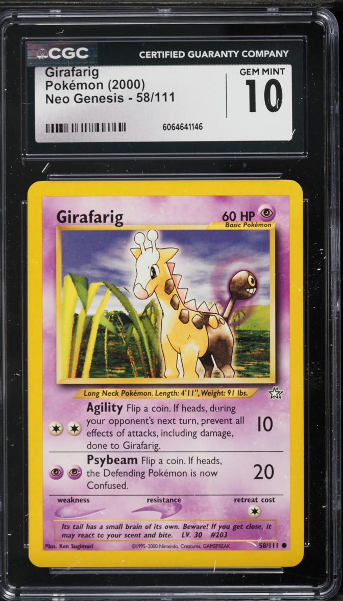 2000 Pokemon Neo Genesis Girafarig #58 CGC 10 GEM MINT