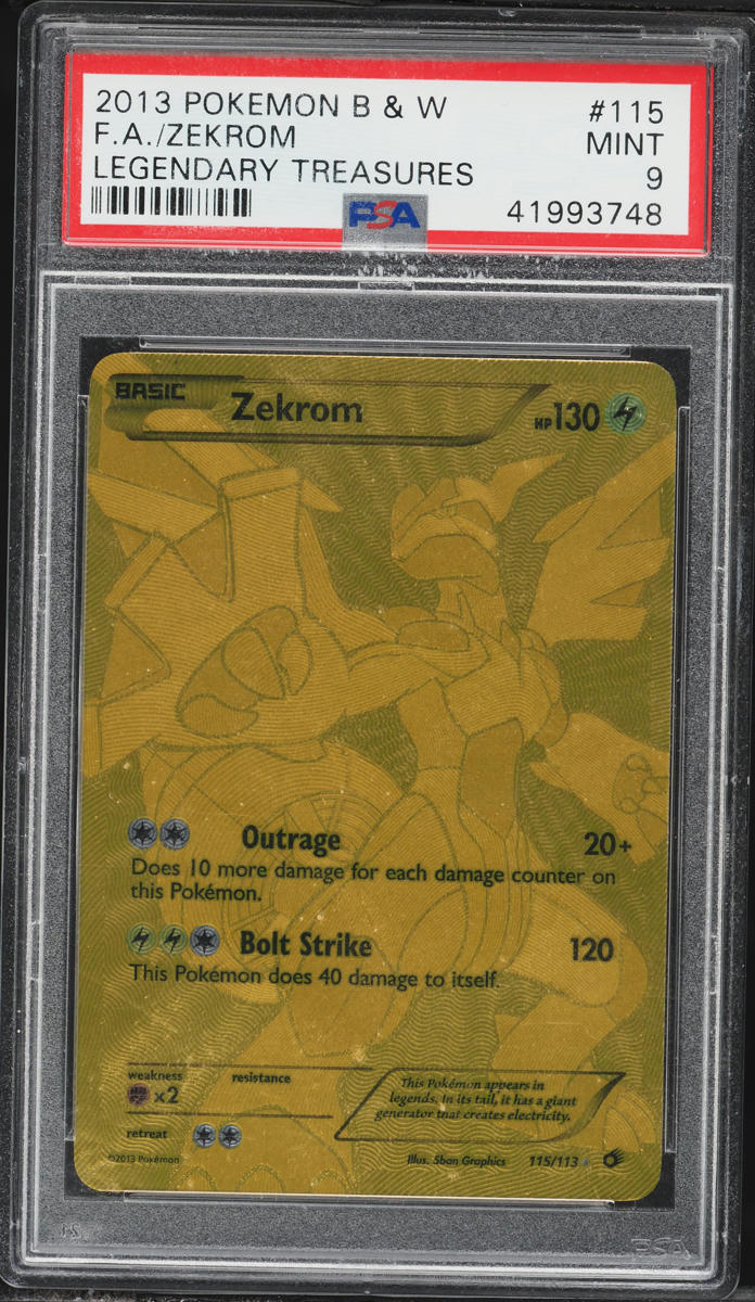 2013 Pokemon Black & White Legendary Treasures Gold Rare Zekrom #115 PSA 9 MINT