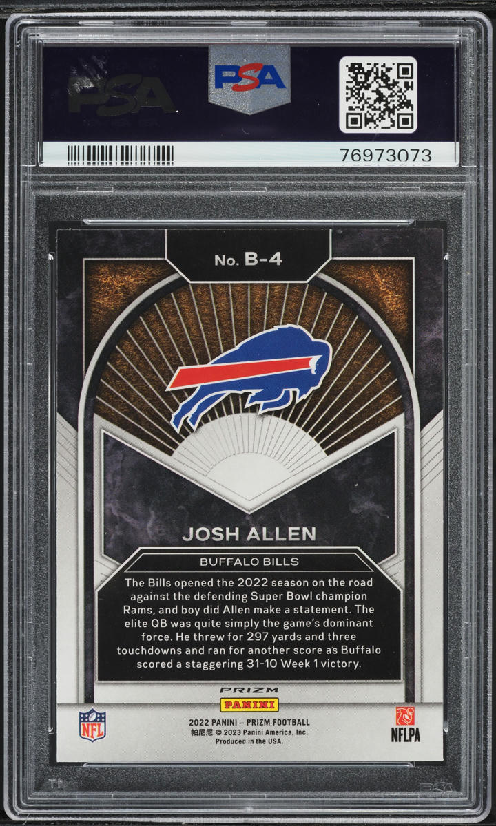 2022 Panini Prizm Brilliance No Huddle Josh Allen #B4 PSA 10 GEM MINT