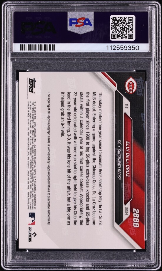 2024 Topps Now Purple Elly De La Cruz ROOKIE AUTO /25 #268B PSA 10 GEM MINT
