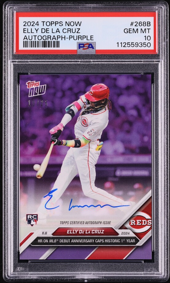 2024 Topps Now Purple Elly De La Cruz ROOKIE AUTO /25 #268B PSA 10 GEM MINT