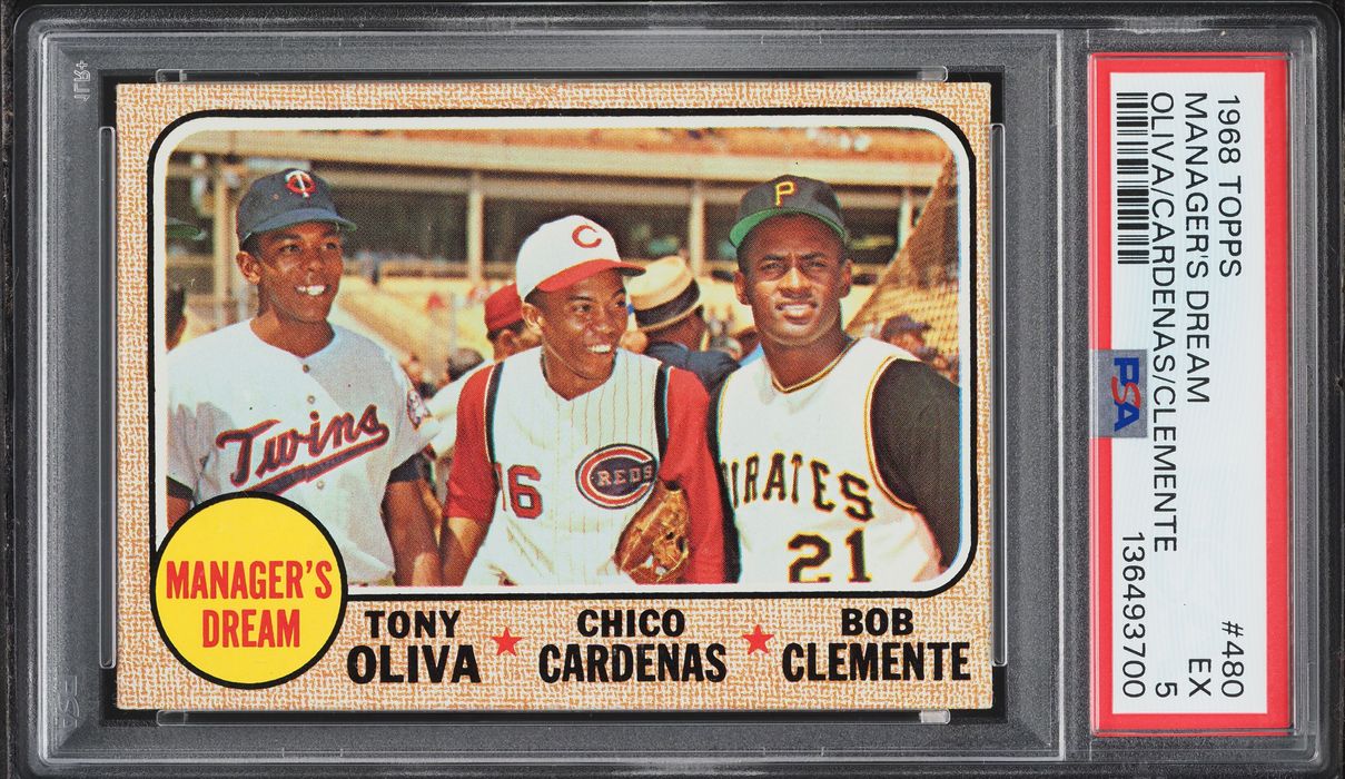 1968 Topps Roberto Clemente Tony Oliva Chico Cardenas MANAGER'S DREAM #480 PSA 5 EX