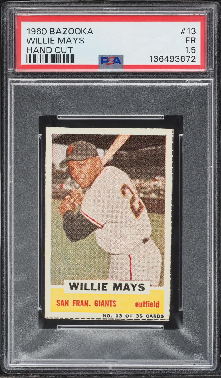 1960 Bazooka Willie Mays HAND CUT #13 PSA 1.5 FR