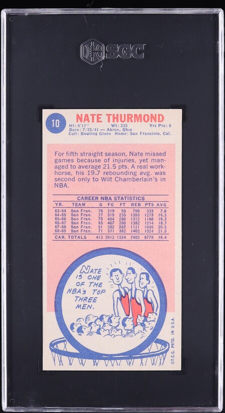 1969 Topps Basketball Nate Thurmond ROOKIE #10 SGC 7.5 NRMT+