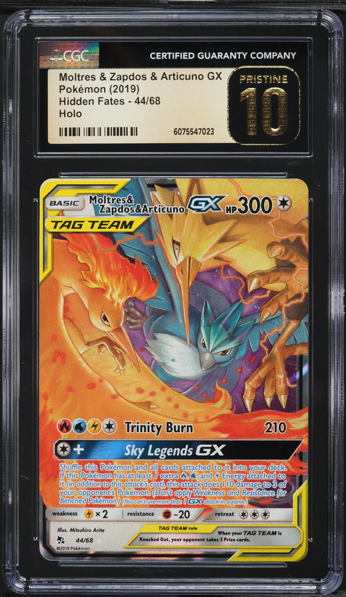 2019 Pokemon SM Hidden Fates Moltres & Zapdos & Articuno GX #44 CGC 10 PRISTINE