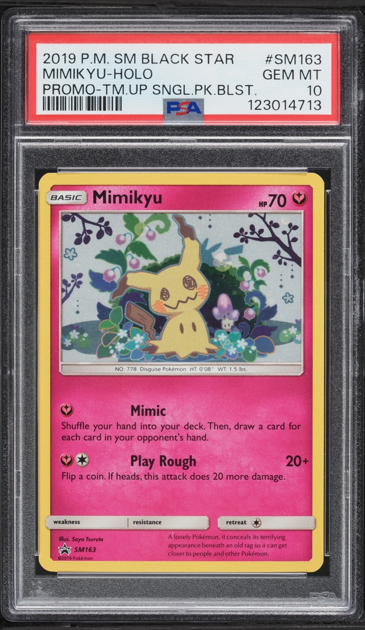 2019 Pokemon Sun & Moon Black Star Promo Team Up Holo Mimikyu #SM163 PSA 10 GEM MINT