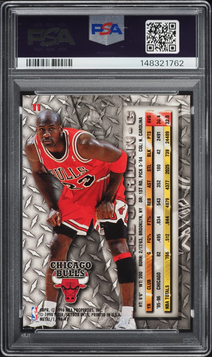 1996 Metal Basketball Michael Jordan #11 PSA 9 MINT