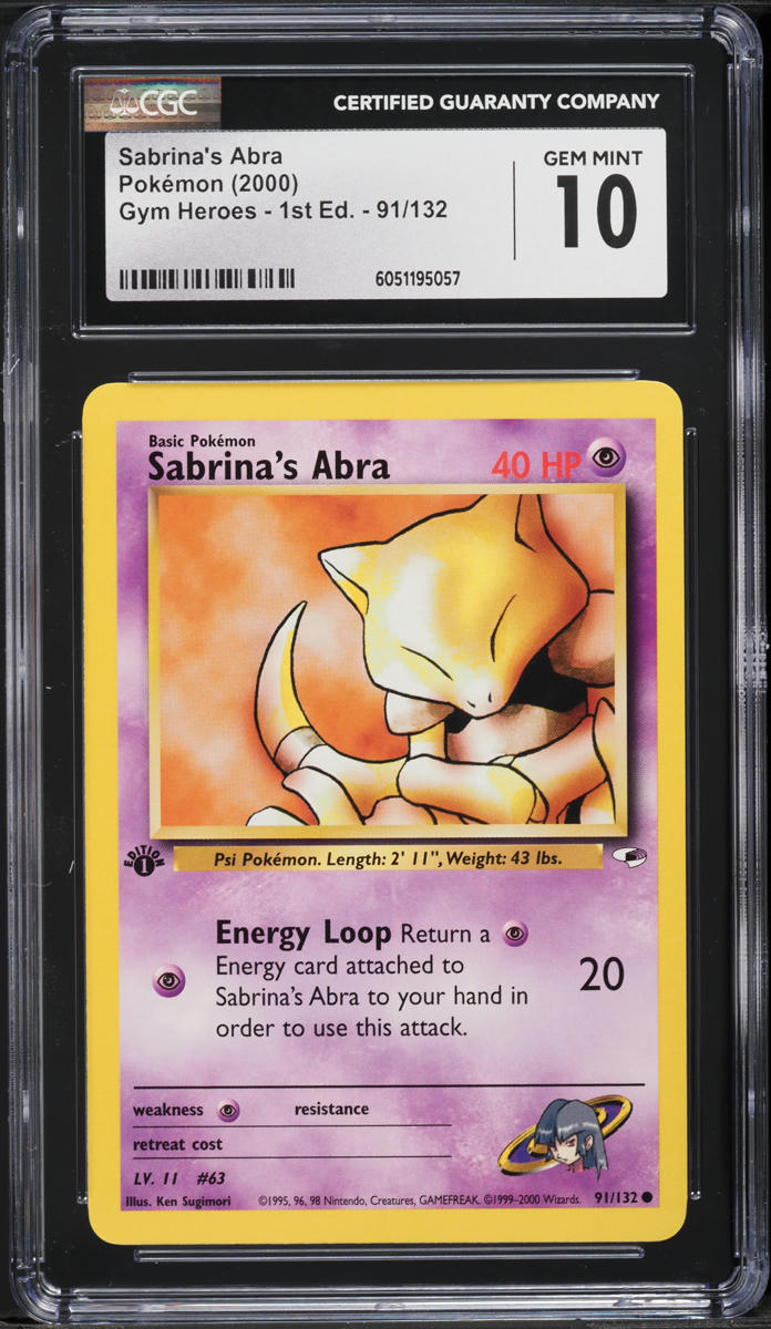 2000 Pokemon Gym Heroes 1st Edition Sabrina's Abra #91 CGC 10 GEM MINT