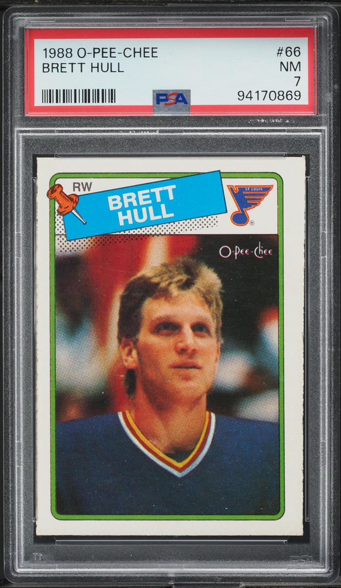 1988 O-Pee-Chee Hockey Brett Hull ROOKIE #66 PSA 7 NRMT