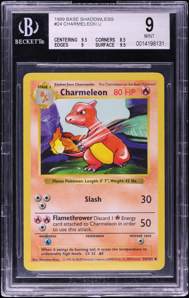 1999 Pokemon Base Set Shadowless Charmeleon #24 BGS 9 MINT