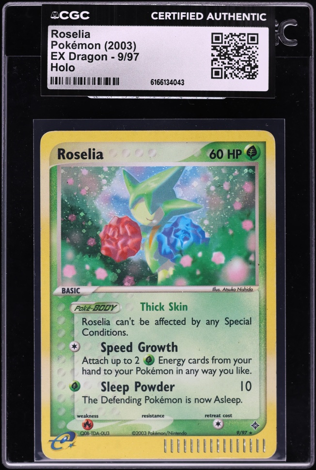 2003 Pokemon EX Dragon Holo Roselia #9 CGC AUTH