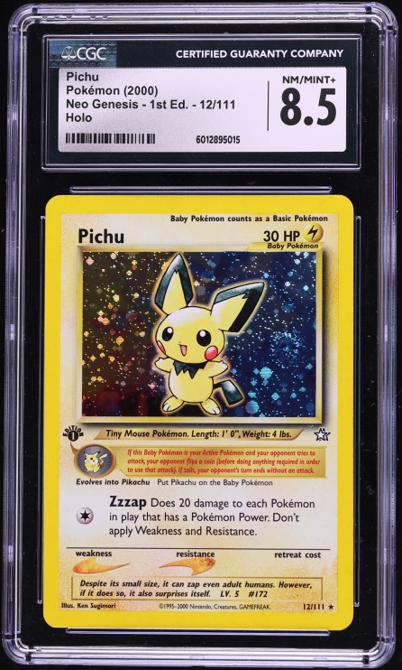 2000 Pokemon Neo Genesis 1st Edition Holo Pichu #12 CGC 8.5 NM-MT+