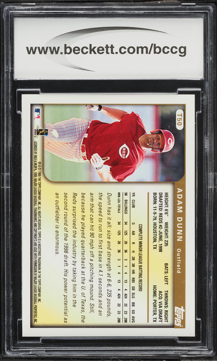 1999 Topps Traded Adam Dunn ROOKIE #T50 BCCG 10