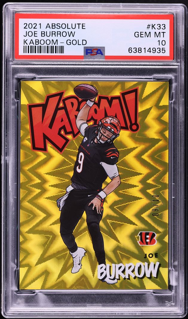 2021 Absolute Kaboom! Gold Joe Burrow JSY # 9/10 #K33 PSA 10 GEM MINT